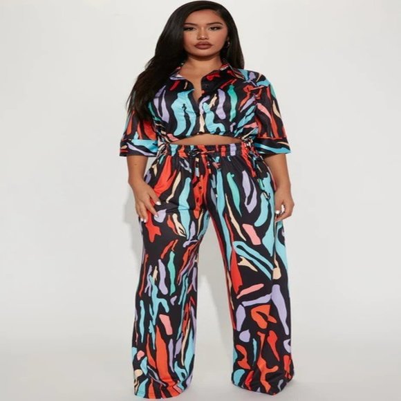 NWT Fashion Nova Multi-Color Pant Set, Color: Multi Color Size: 1X  NWT - Picture 2 of 13